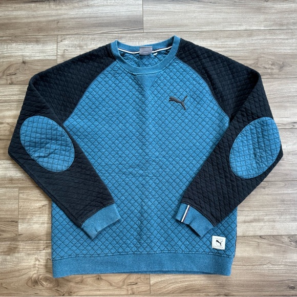 PUMA quilted crew pullover gibraltar sea heather Men’s Size M - Picture 1 of 8